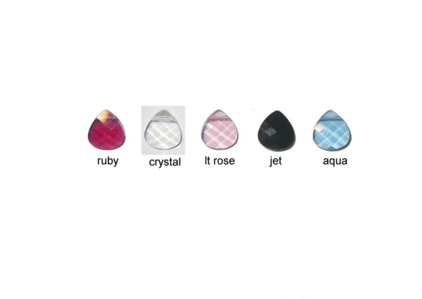 Briolette - Flat - 15 x 14mm - Assorted Colours