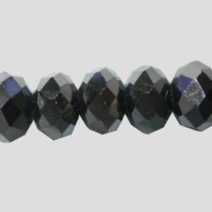 Rondelle - Faceted - 6 x 4mm - Gun Metal - 40cm Strand