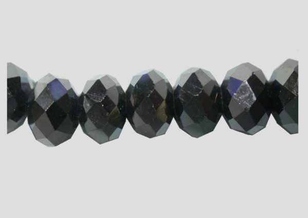 Rondelle - Faceted - 6 x 4mm - Gun Metal - 40cm Strand