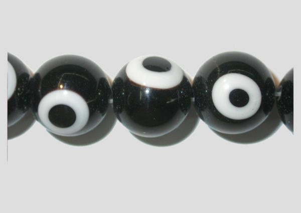 Eye Bead - 12mm - 37cm Strand - Black