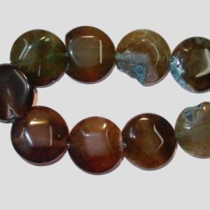 Agate - 20mm Flat Coin - 39cm Strand