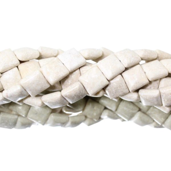 Fossil Stone - Square - 14mm - 40cm Strand