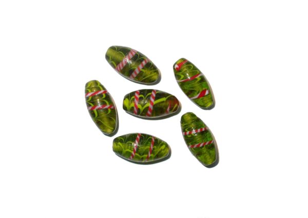 Oval - 30 x 16mm Olive Colour with Pattern