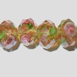 Rondelle - Floral Faceted - 10mm - Topaz - 16cm Strand