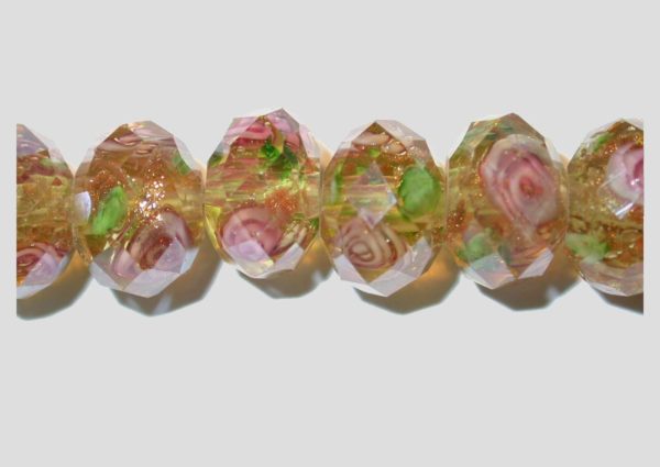 Rondelle - Floral Faceted - 10mm - Topaz - 16cm Strand