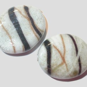 Czech Lampwork Glitter Oval - 19 x 17mm - Beige