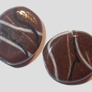 Czech Lampwork Glitter Oval - 19 x 17mm - Brown