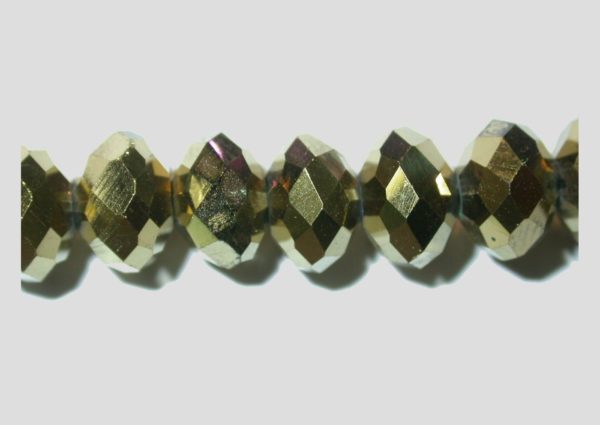 Rondelle - Faceted - 4 x 3mm - Gold Metal - 33cm Strand