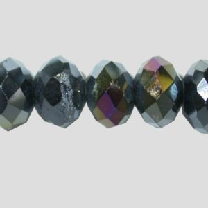 Rondelle - Faceted - 8 x 6mm - Grey Oil Slick - 40cm Strand