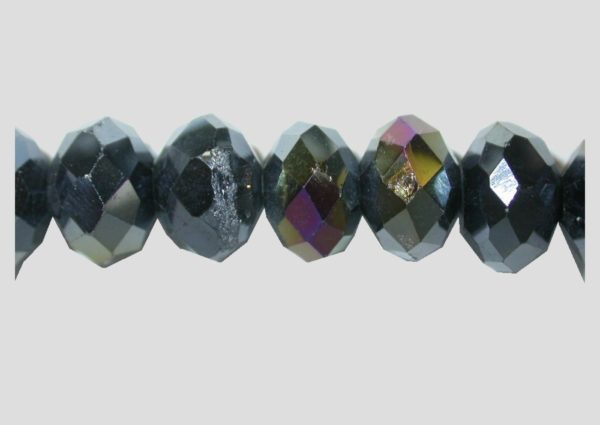 Rondelle - Faceted - 8 x 6mm - Grey Oil Slick - 40cm Strand