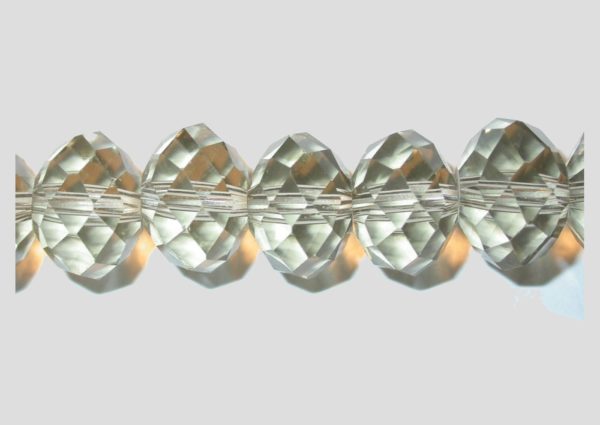 Rondelle - Faceted - 12 x 8mm - Black Diamond - 60cm Strand