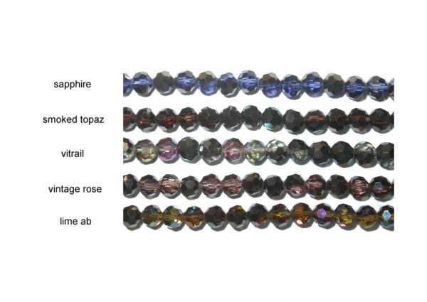 6mm Faceted - Gun Metal Foil - 30cm Strand - Assorted Colours