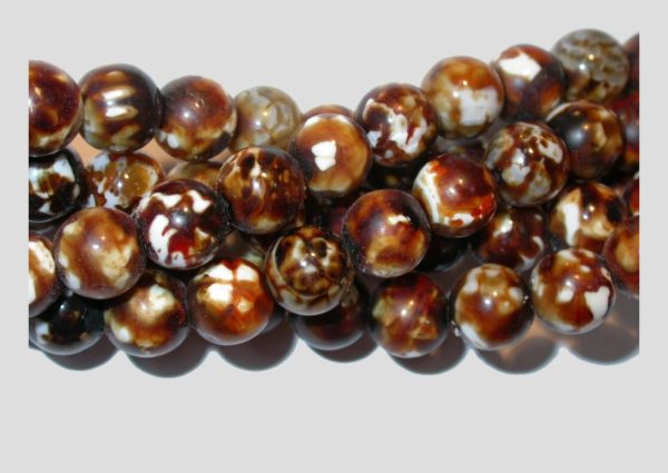 Agate - 10mm Round - Brown Wash - 37cm Strand