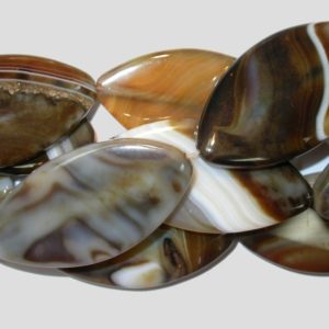 Agate - 50mm Flat Navette - 35cm Strand