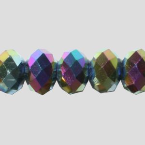 Rondelle - Faceted - 8 x 6mm - Oil Slick - 40cm Strand