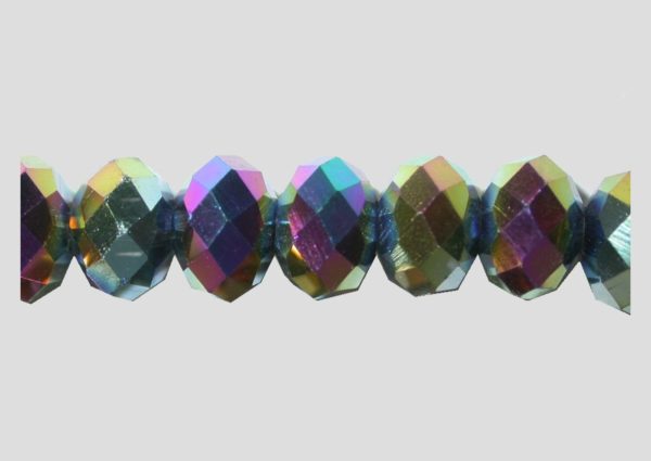 Rondelle - Faceted - 8 x 6mm - Oil Slick - 40cm Strand