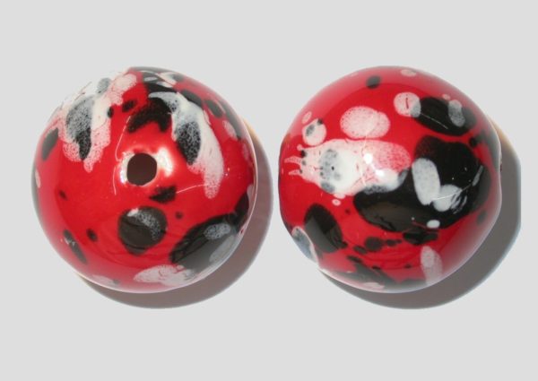 34mm Hand Painted Hollow Bead - B