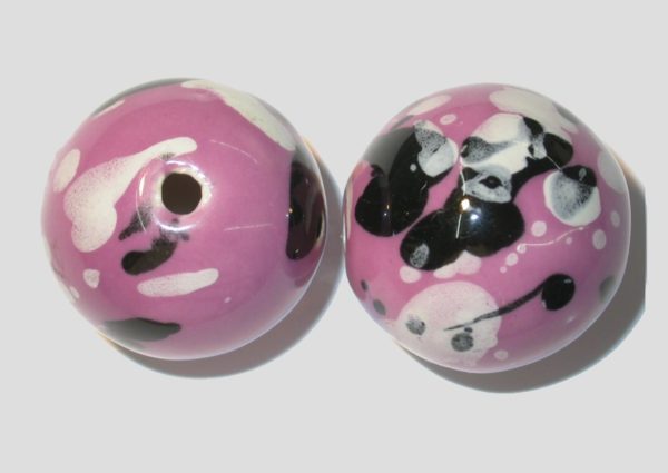 34mm Hand Painted Hollow Bead - D