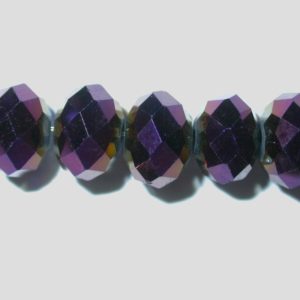 Rondelle - Faceted - 8 x 6mm - Purple Metal - 40cm Strand