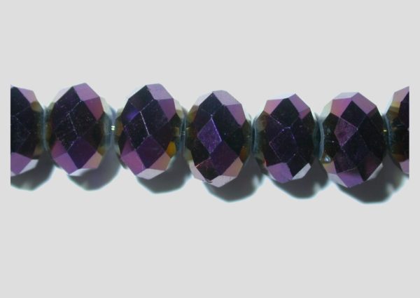 Rondelle - Faceted - 8 x 6mm - Purple Metal - 40cm Strand