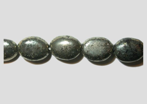 Pyrite - Flat Oval - 15 x 11mm - 20cm Strand