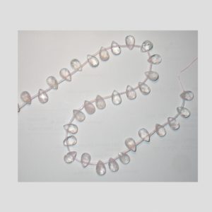 Rose Quartz Faceted Flat Drop - 40cm Strand