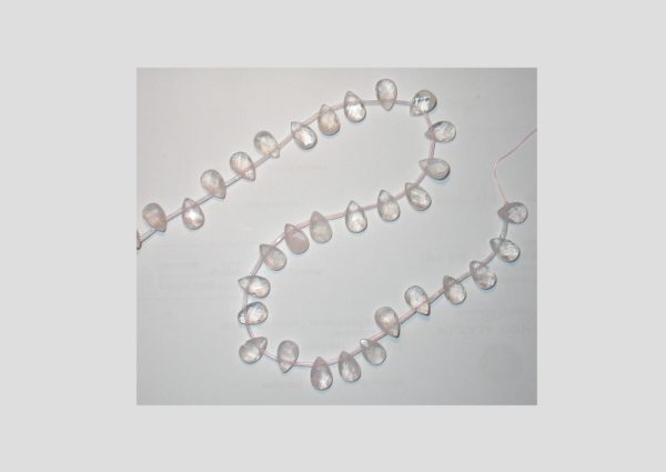 Rose Quartz Faceted Flat Drop - 40cm Strand