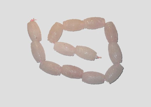 Rose Quartz - Carved Barrel - 39cm Strand