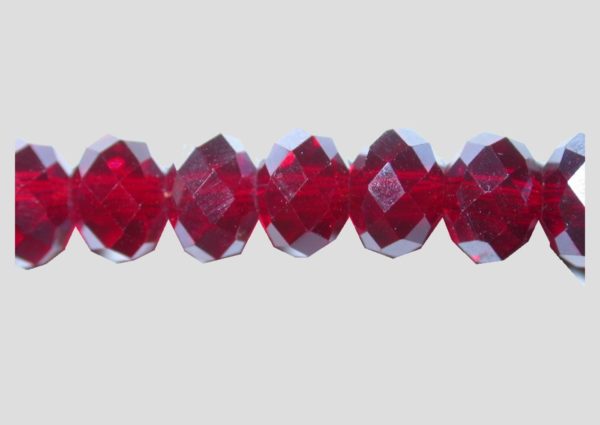 Rondelle - Faceted - 6 x 4mm - Siam Satin - 40cm Strand