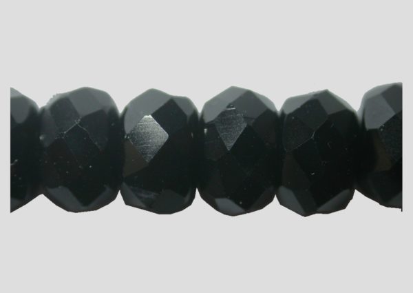 Rondelle - Faceted - 6 x 4mm - Black - 16cm Strand