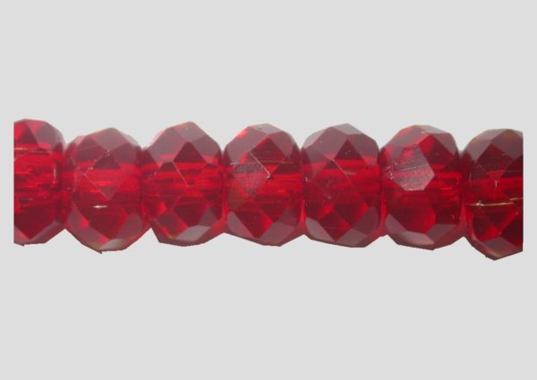 Rondelle - Faceted - 6 x 4mm - Lt Siam - 16cm Strand