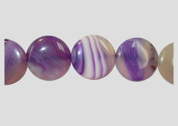 Agate - Flat Coin - 30mm - 38cm Strand