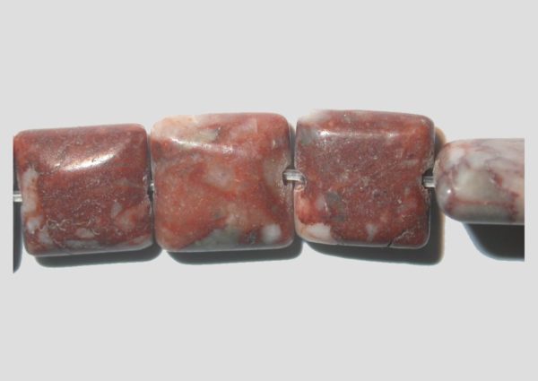 Red Stone - 9 to 11mm Flat Square - 19cm Strand