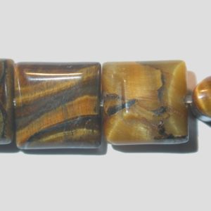 Tiger Eye - 9 to 11mm Flat Square - 19cm Strand