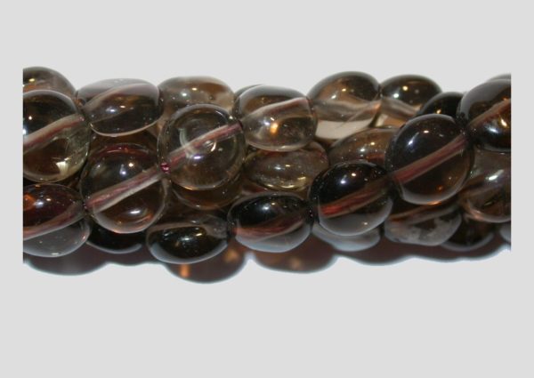 Smokey Quartz - 8mm Puffy Coin - 40cm Strand