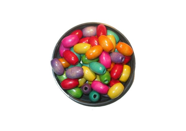 Wooden Oval - 15 x 11mm - Mixed Colours