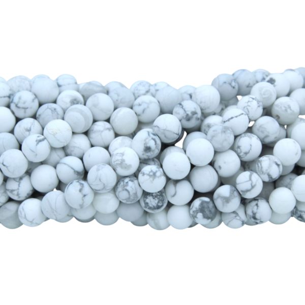 Howlite - Round - 8mm - Matt White - 40cm Strand