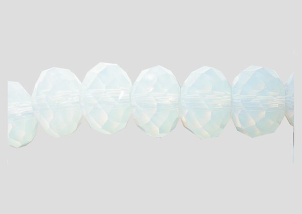 Rondelle - Faceted - 8 x 6mm - White Opal - 40cm Strand