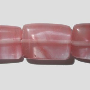 Pink Watermelon - 15 x 12mm Flat Rectangle - 40cm Strand