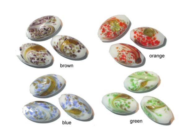 Patterned Oval - 22 x 12mm - Assorted Colours